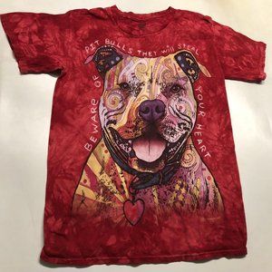 Pitbull Russo Dog American Pit Bull Terrier Beware Steal Heart Red T-Shirt S